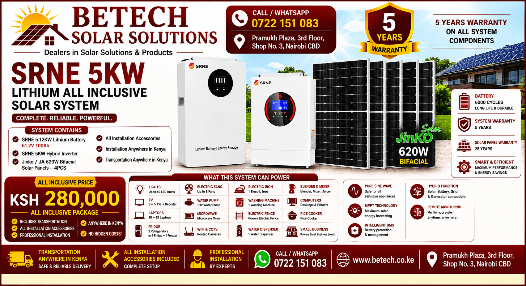 SRNE 5KW Lithium All Inclusive Solar System