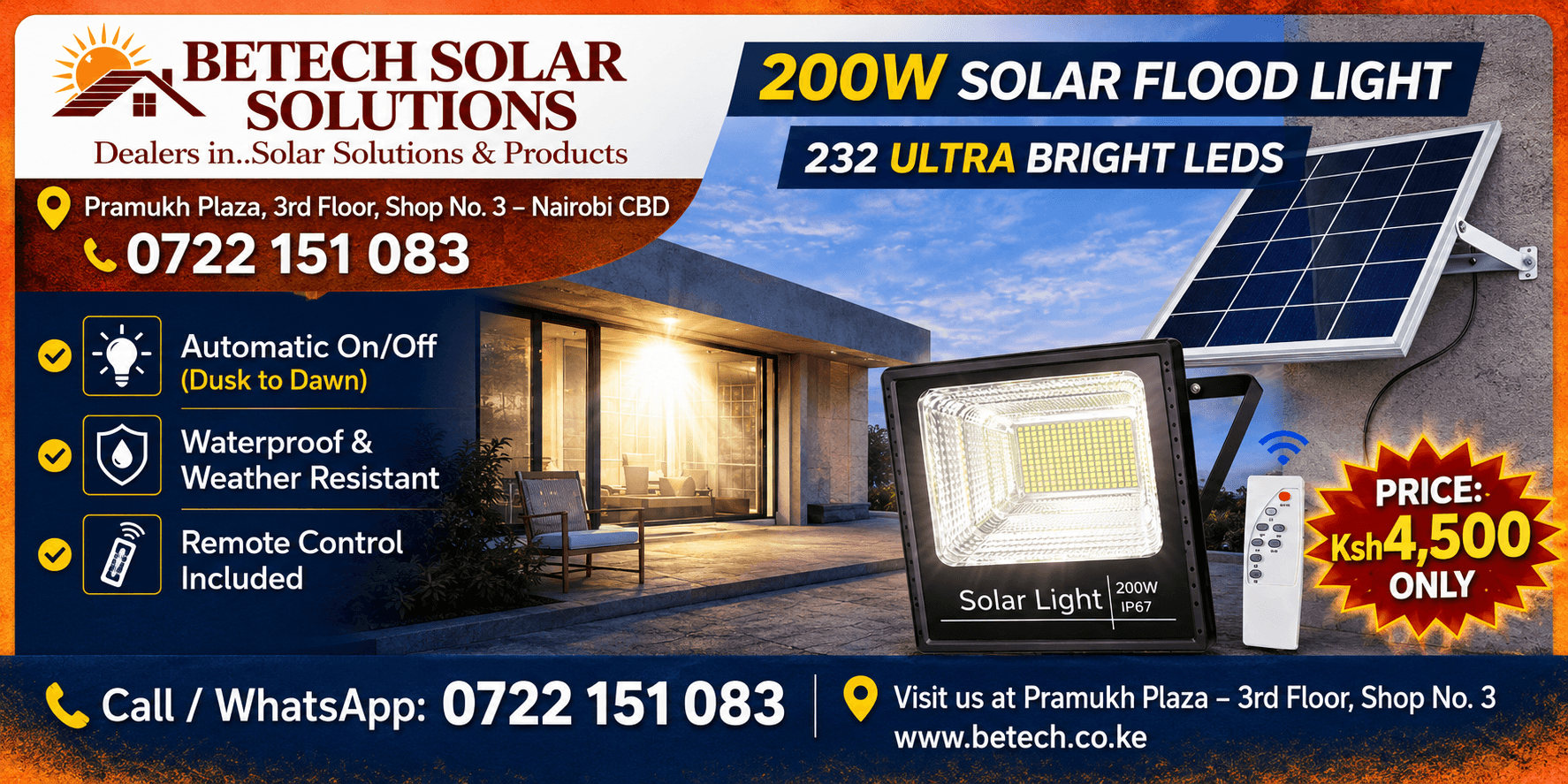 200W Solar Flood Light