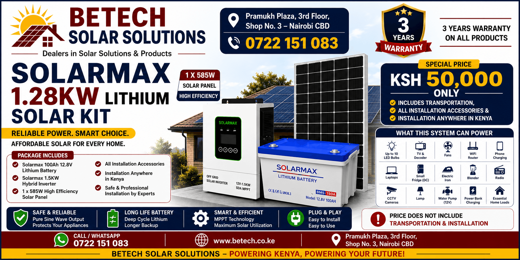 Solarmax 1.28kW Lithium Solar Kit