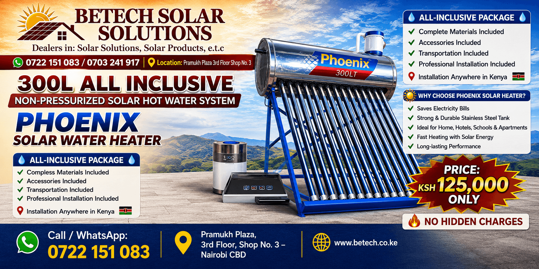 300L All Inclusive Non-Pressurized Solar Hot Water System