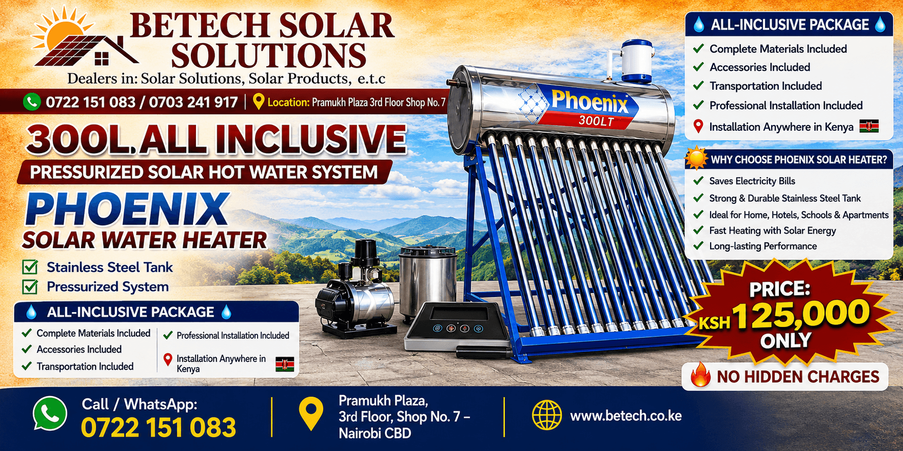 300L All Inclusive Pressurized Solar Hot Water System