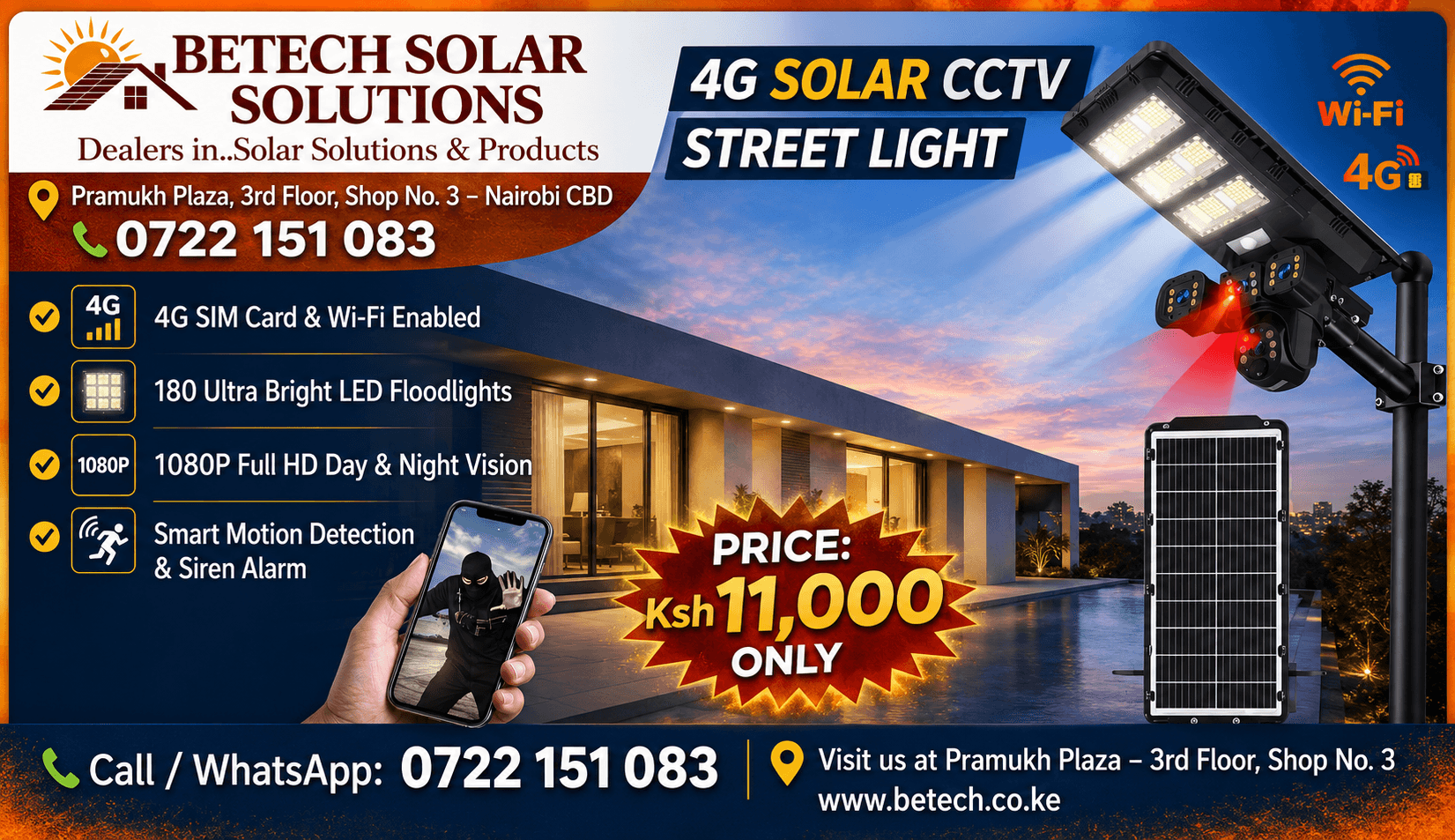 4K Solar WiFi Security Flood Light