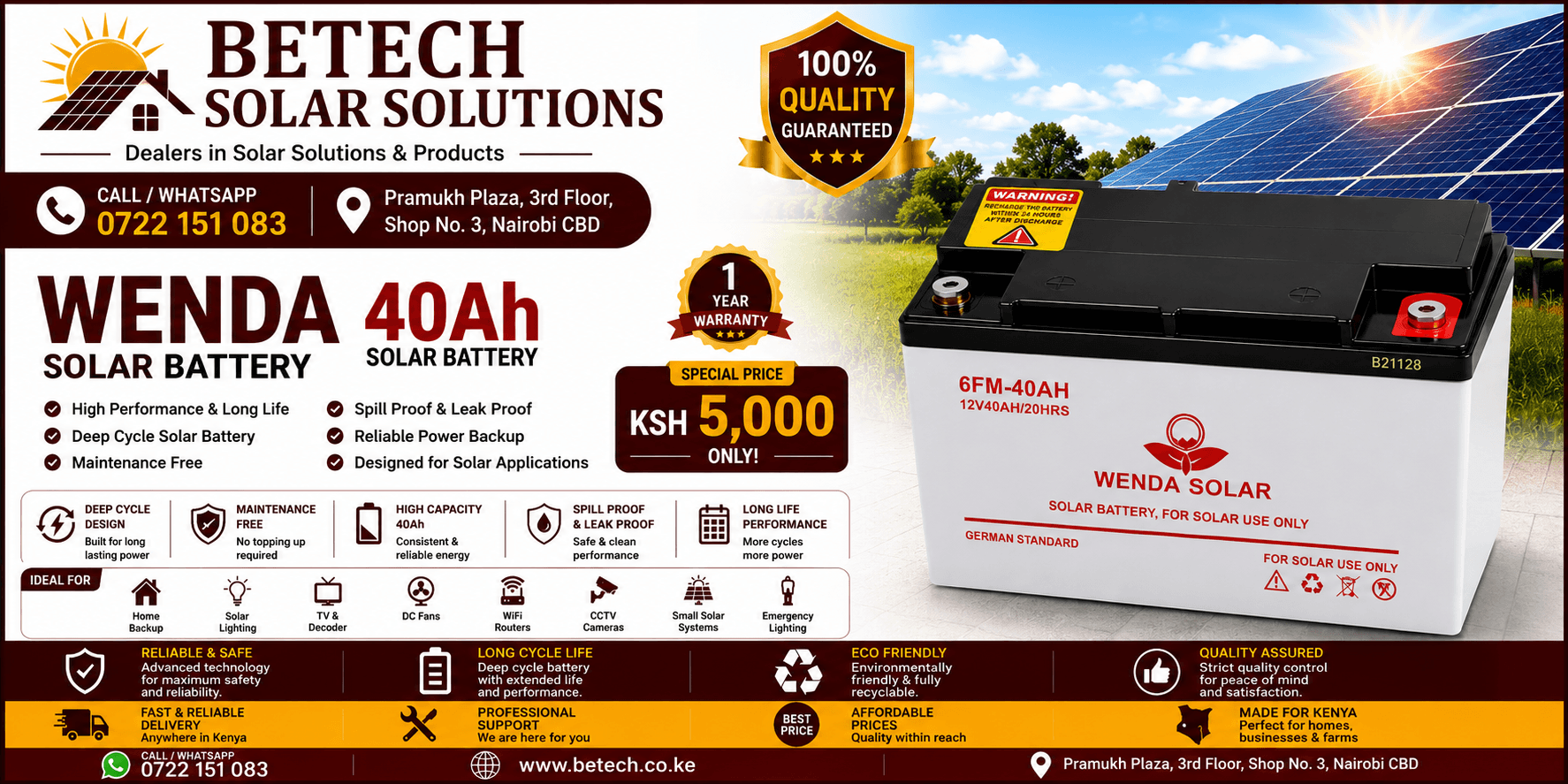 Wenda 40Ah Solar Battery