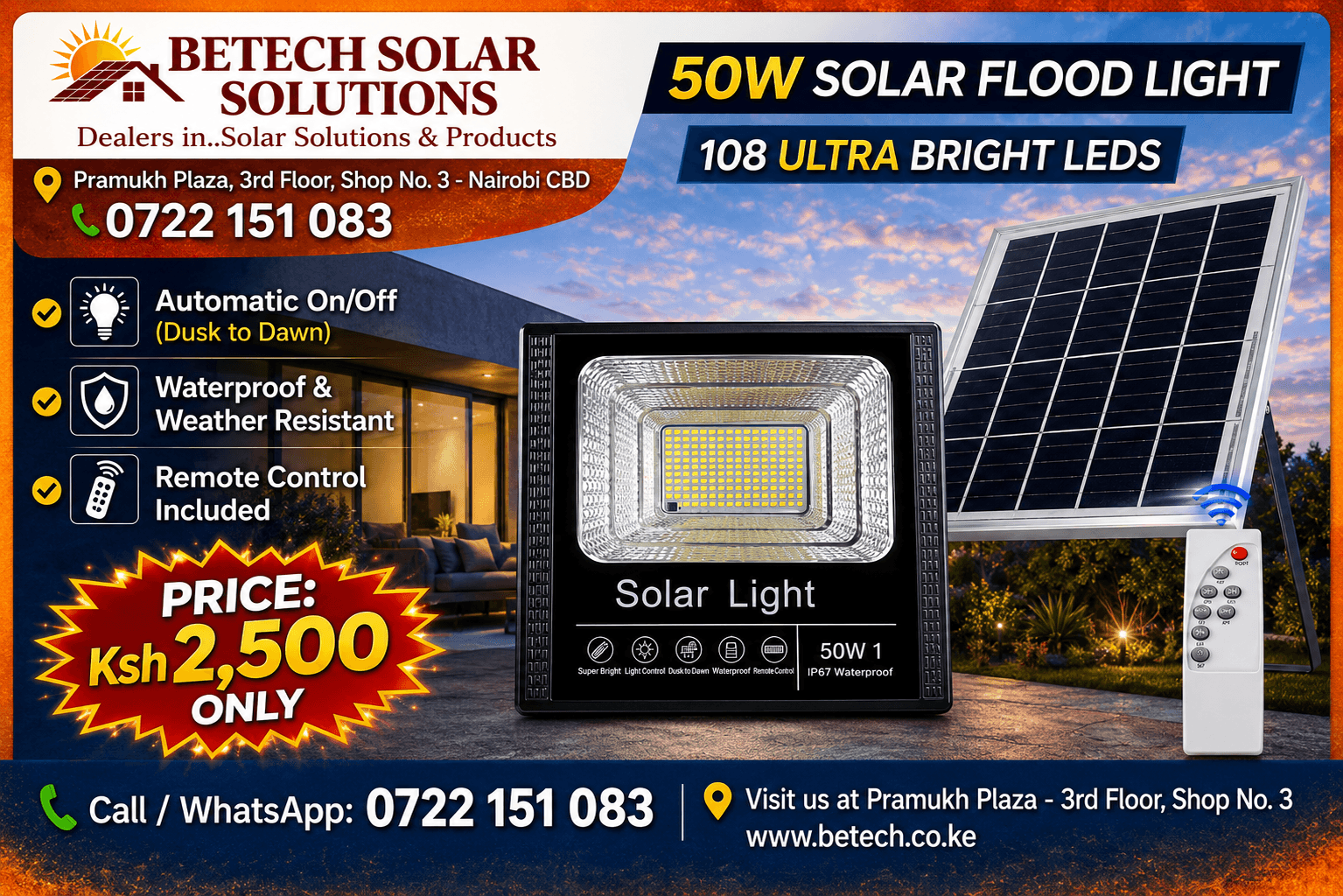 50W Solar Flood Light