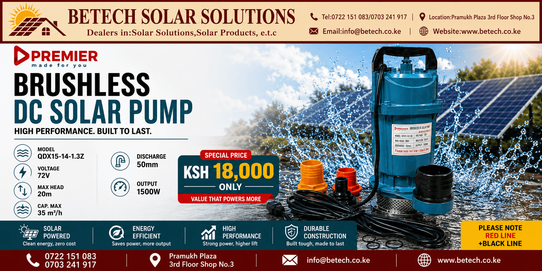Brushless DC Solar Pump QDX15-14-1.3Z