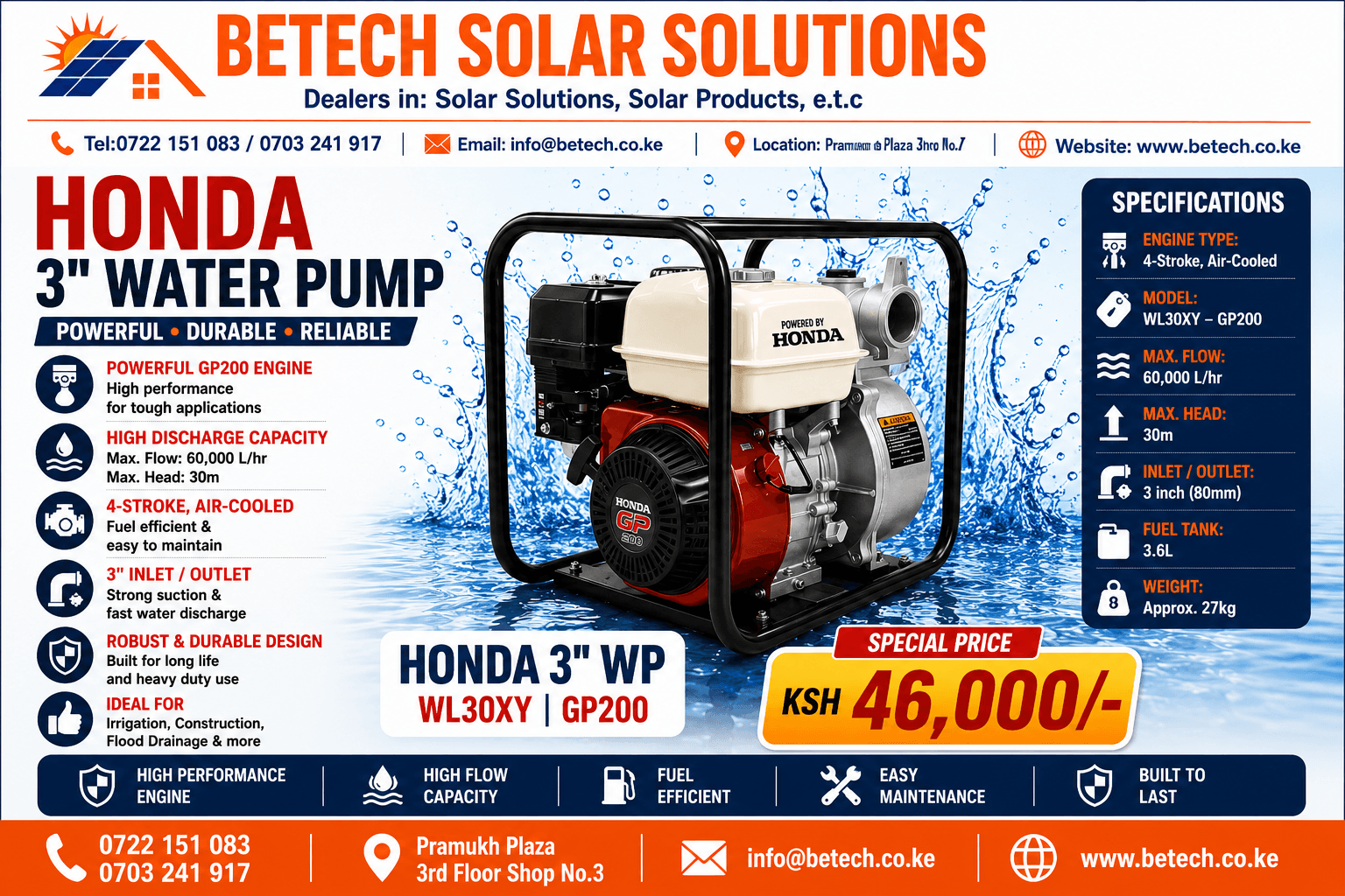 Honda 3" Water Pump WL30XY GP200