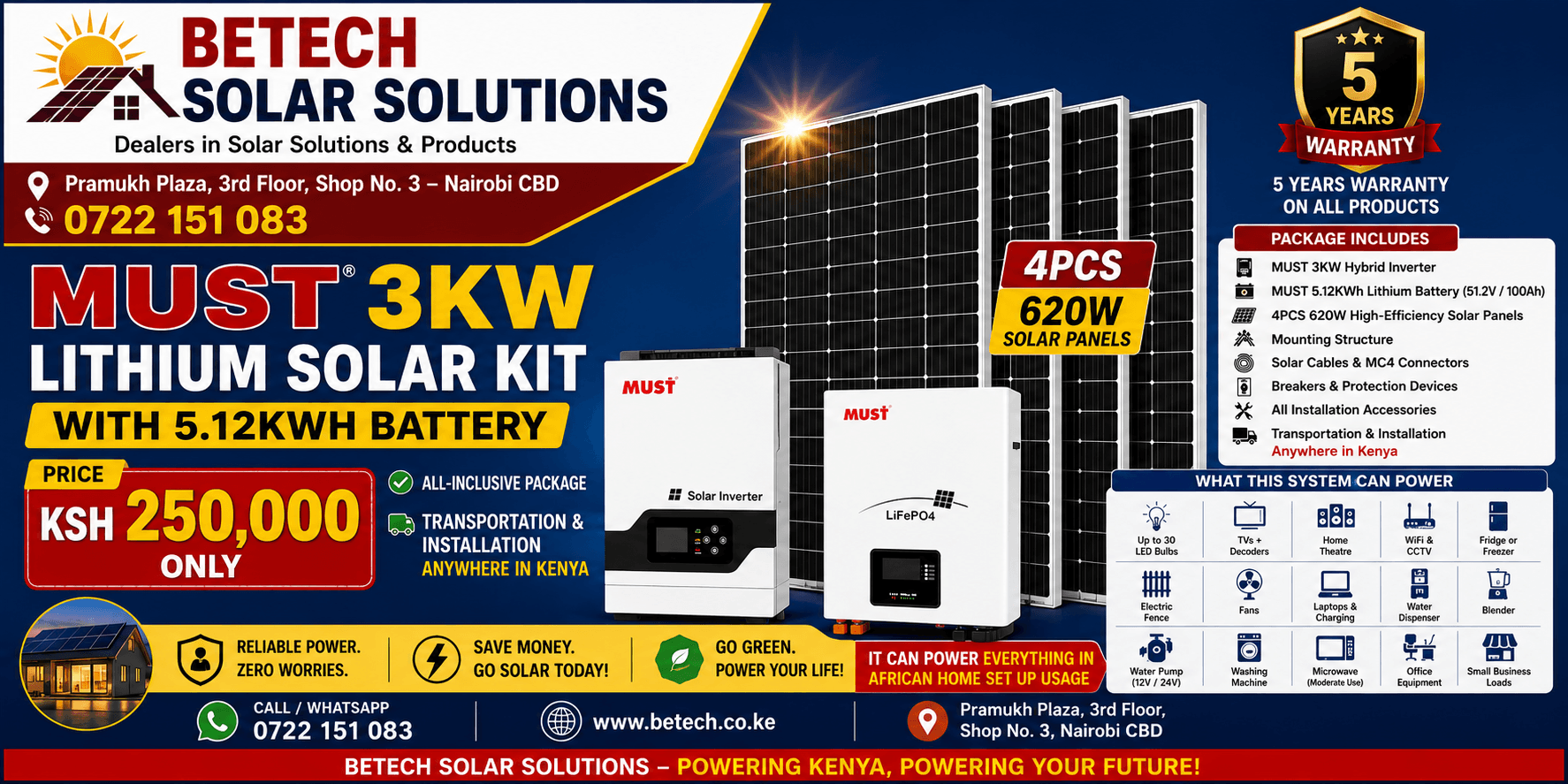 MUST 3KW Lithium Solar Kit with 5.12kWh Battery All inclusive system