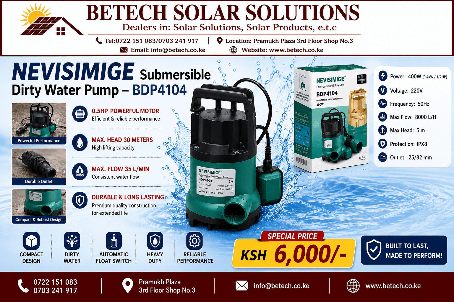 NEVISIMIGE Submersible Dirty Water Pump – BDP4104
