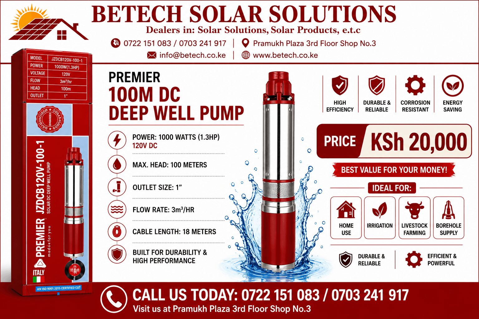 Premier 100M DC Deep Well Pump