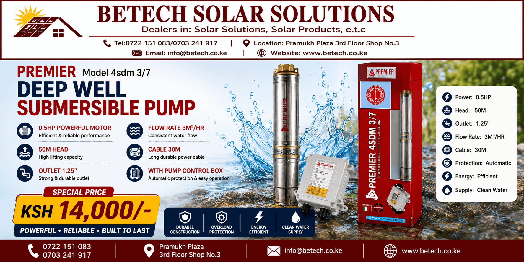 Premier Model 4sdm 3/7 Deep Well Submersible Pump