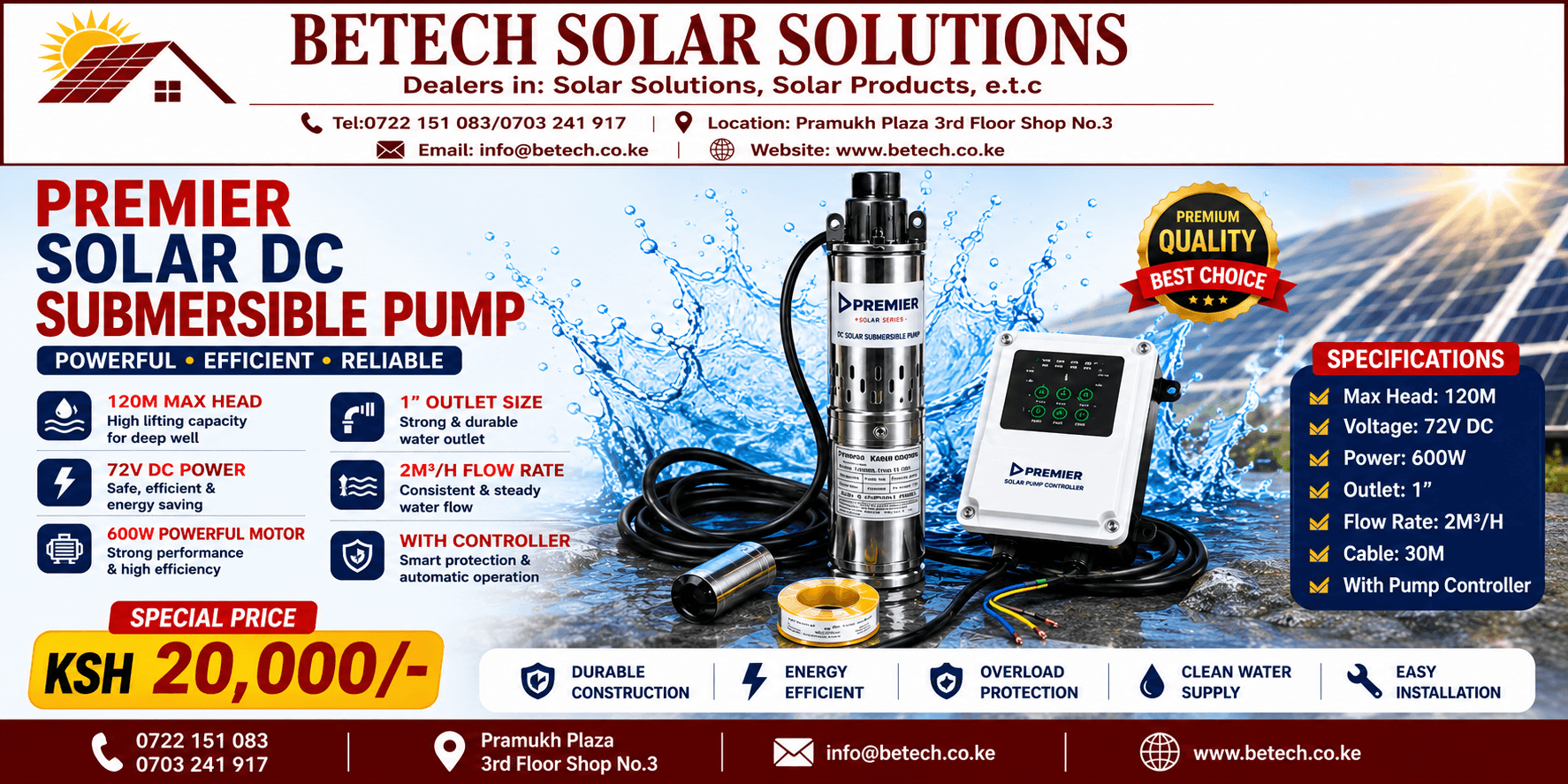 Premier Solar DC Submersible Pump