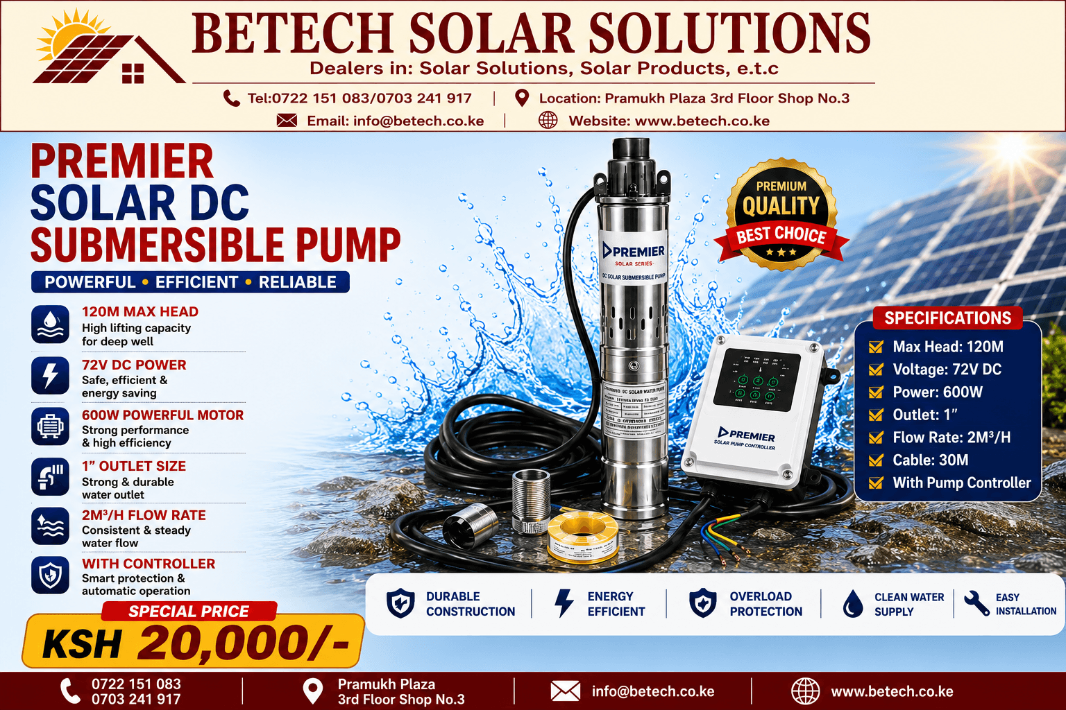 Premier Solar DC Submersible Pump