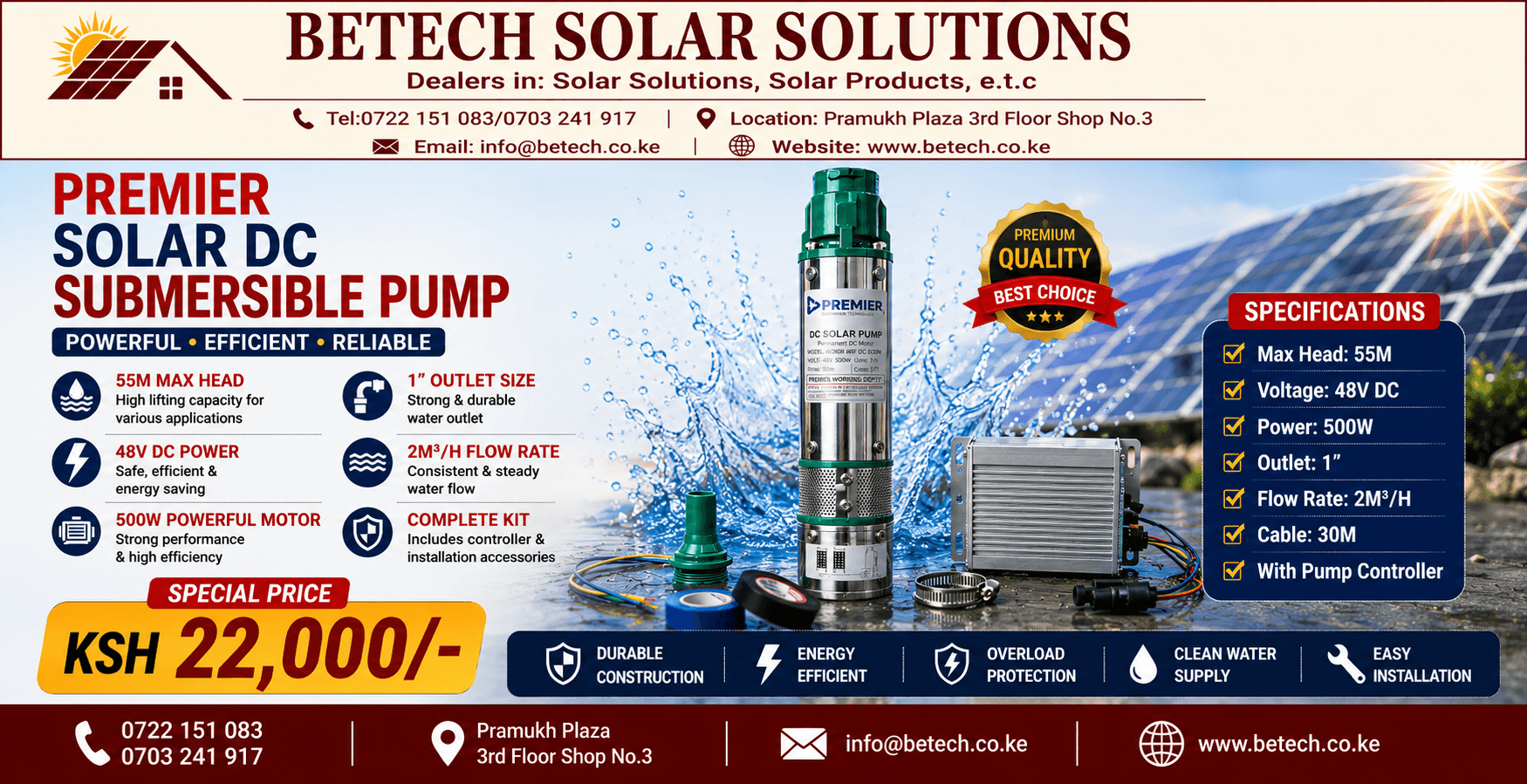 Premier Solar DC Submersible Pump