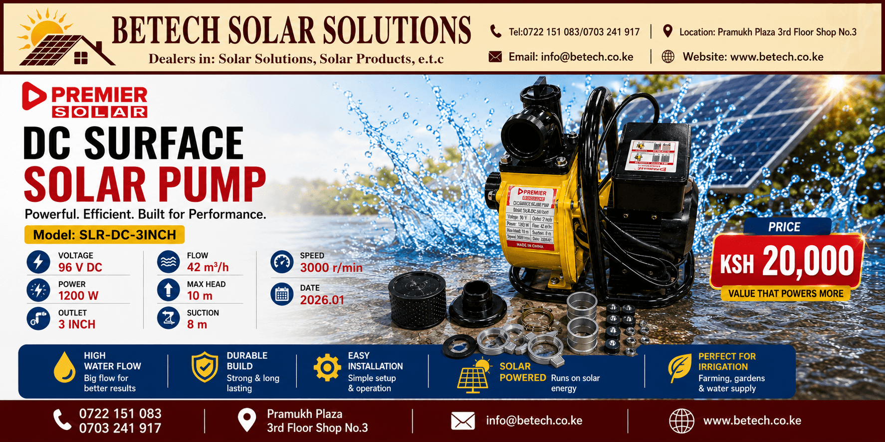 Premier Solar DC Surface Solar Pump SLR-DC-3INCH