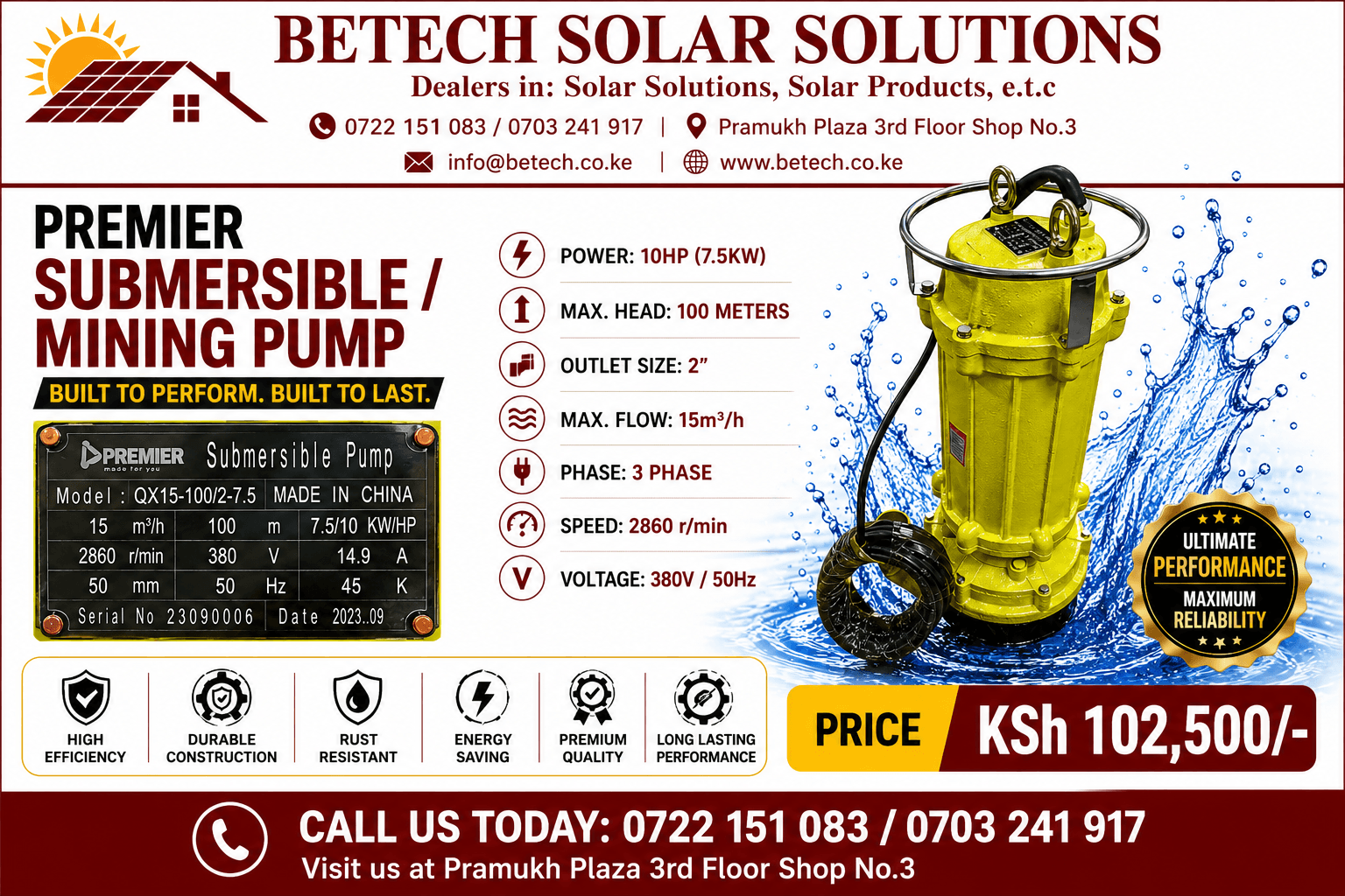 Premier Submersible / Mining Pump