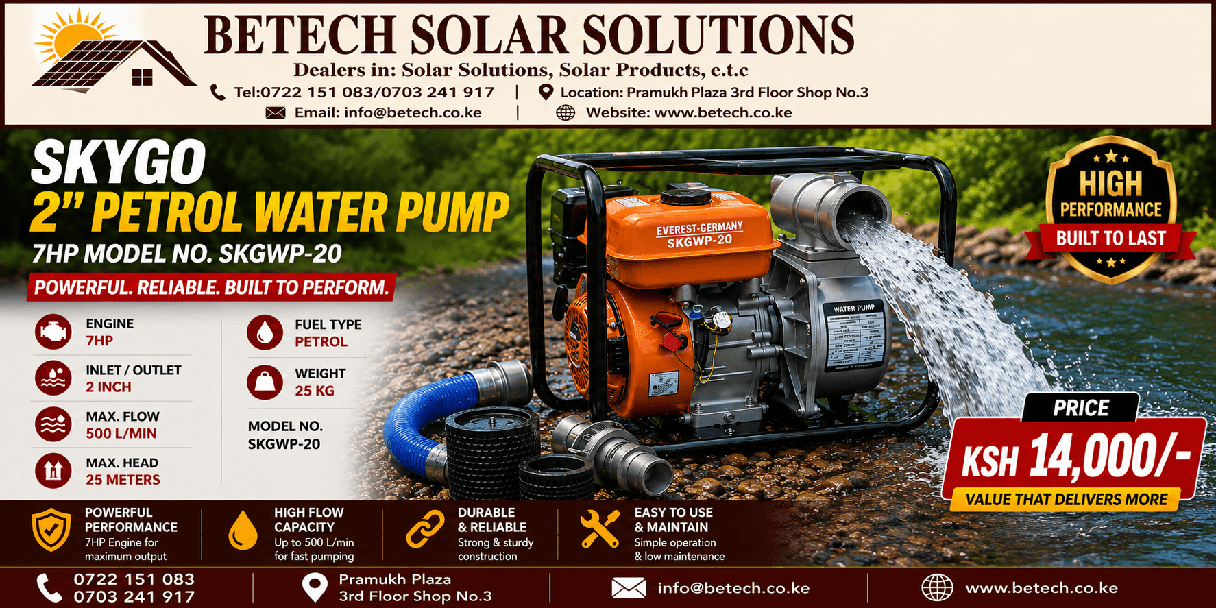 SKYGO 2" Petrol Water Pump 7HP Model No. SKGWP-20