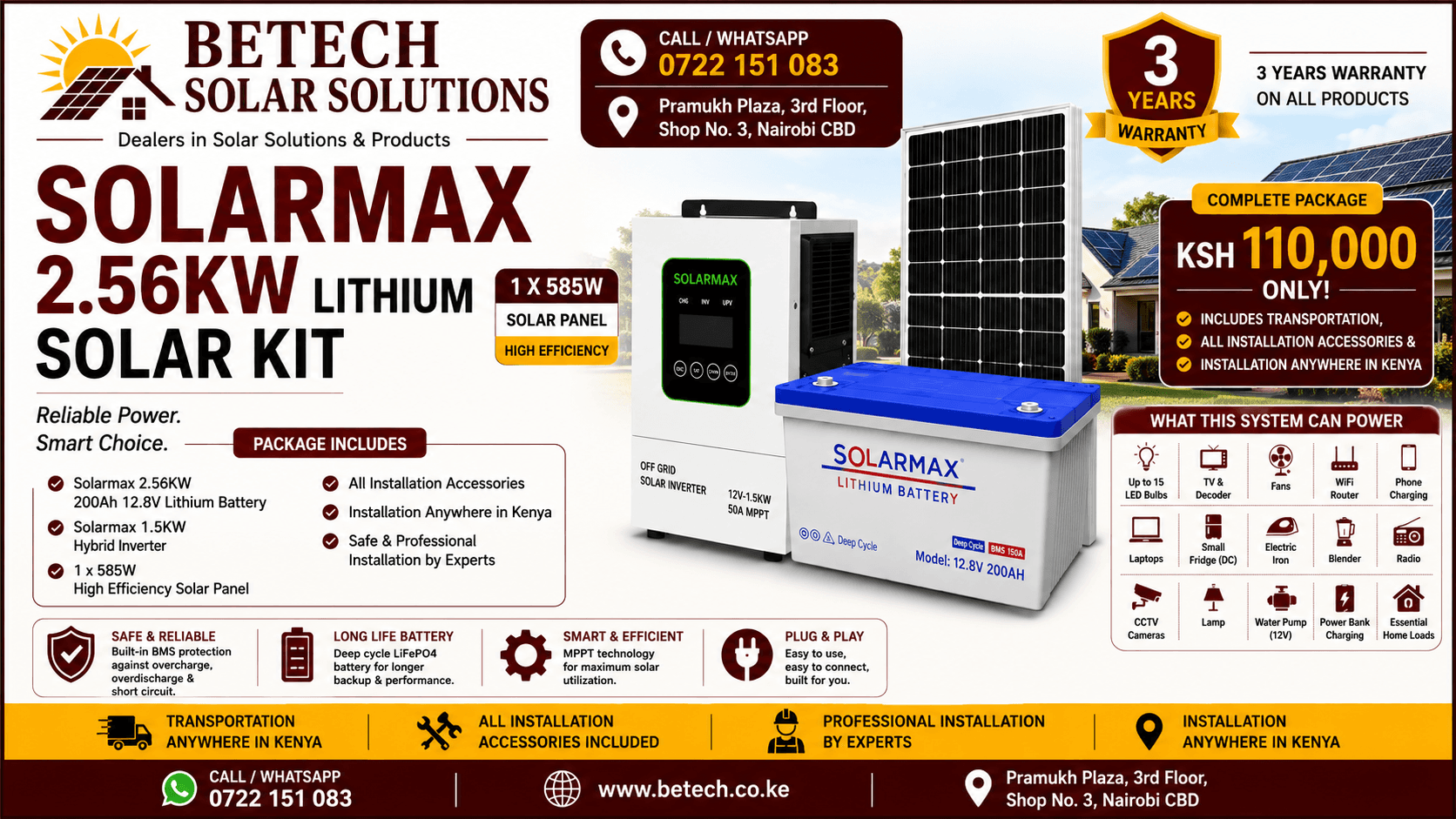 SOLARMAX 2.56KW Lithium Solar Kit All inclusive solar system