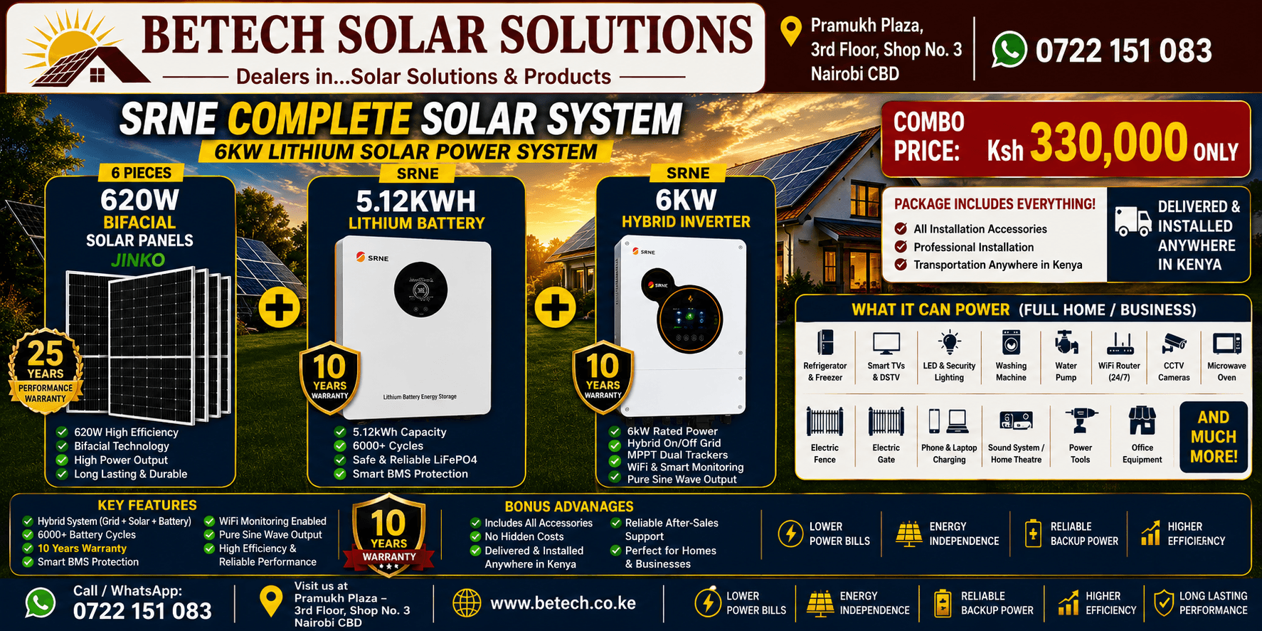 SRNE Complete 6KW Lithium Solar Power System All inclusive system