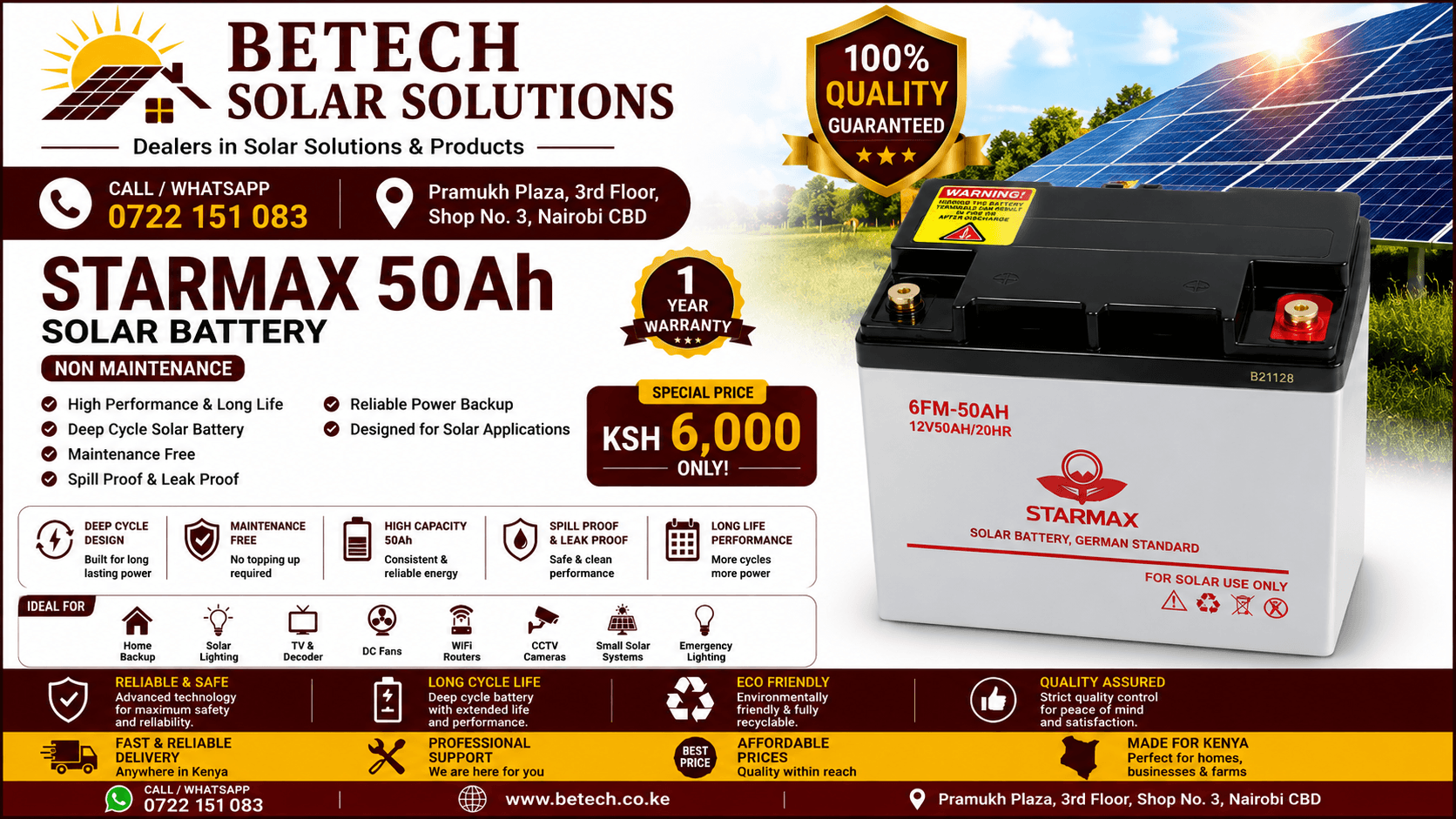 STARMAX 50Ah Solar Battery