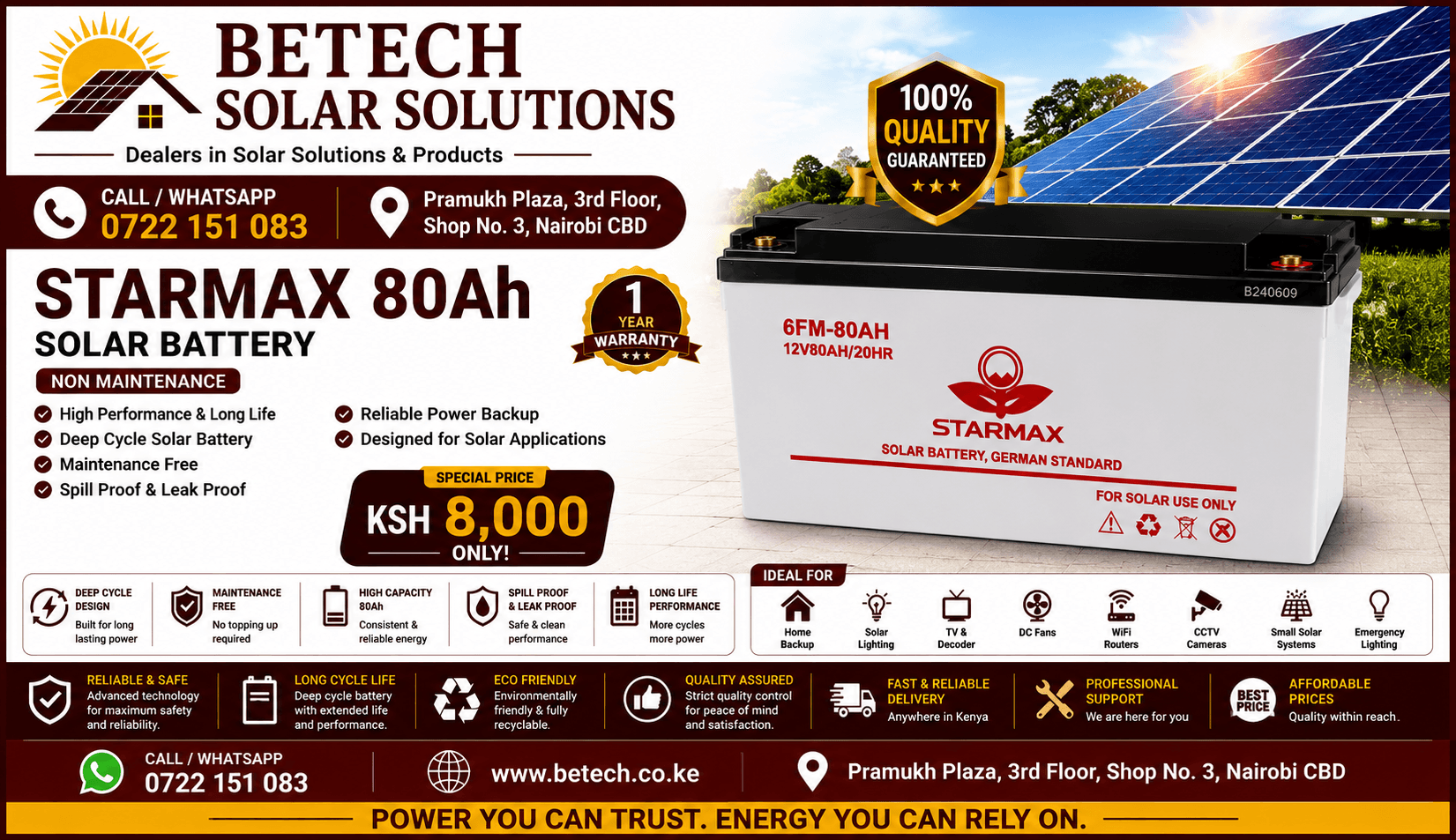 STARMAX 80Ah Solar Battery
