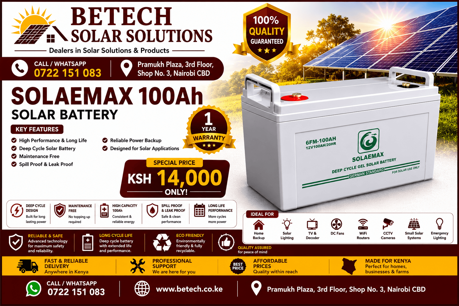 Solarmax 100Ah Solar Battery