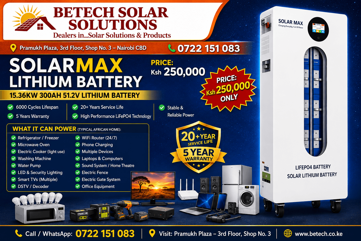 Solarmax 15.36kWh Lithium Battery (51.2V 300Ah LiFePO₄)