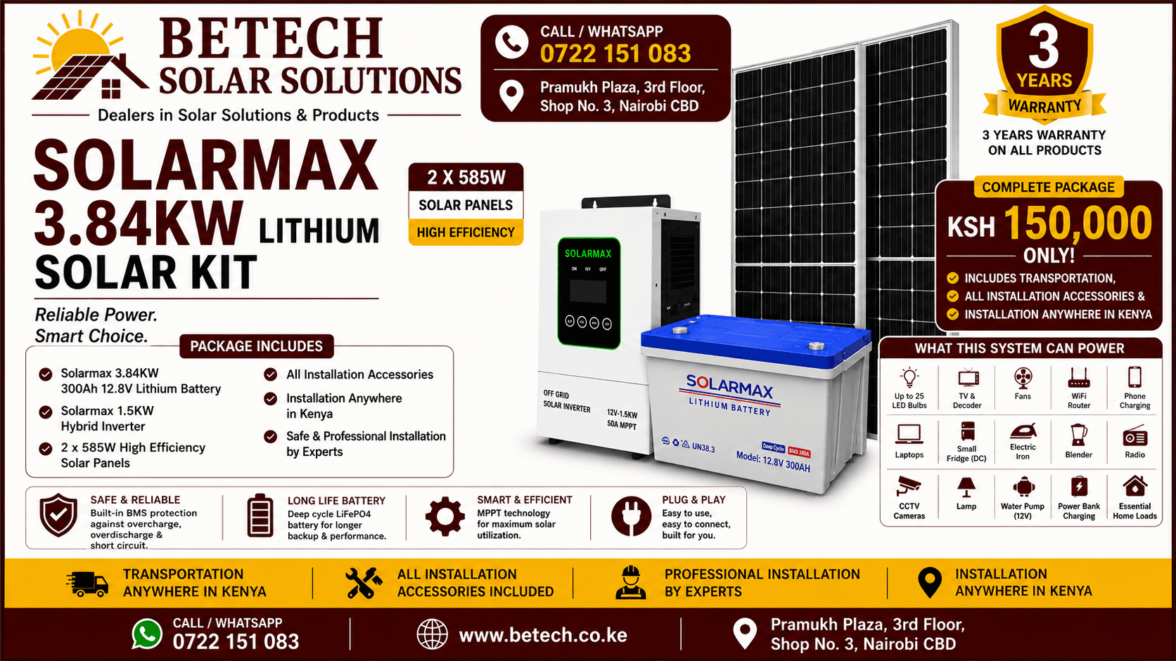 Solarmax 3.84KW Lithium Solar Kit All inclusive of installation