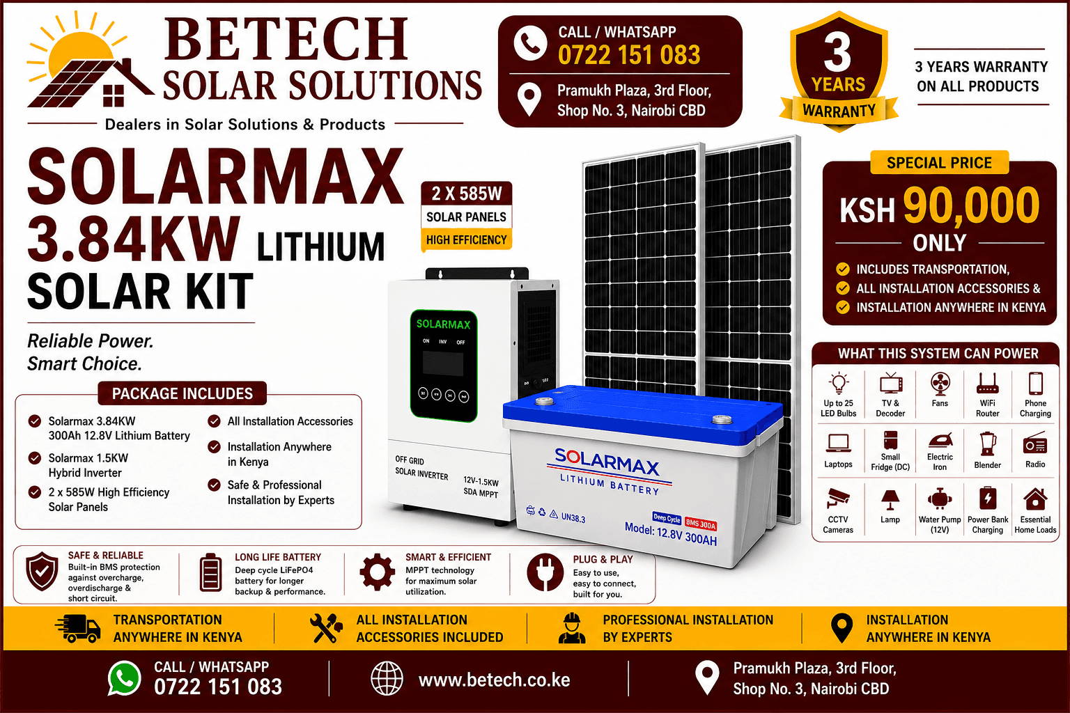 Solarmax 3.84KW Lithium Solar Kit