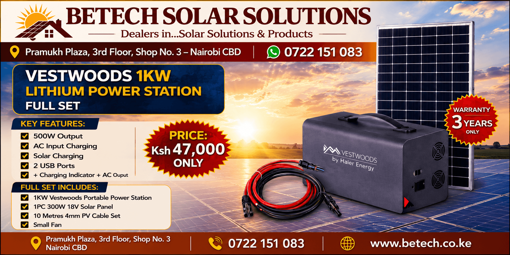 Vestwoods 1KW Lithium Power Station Full Set