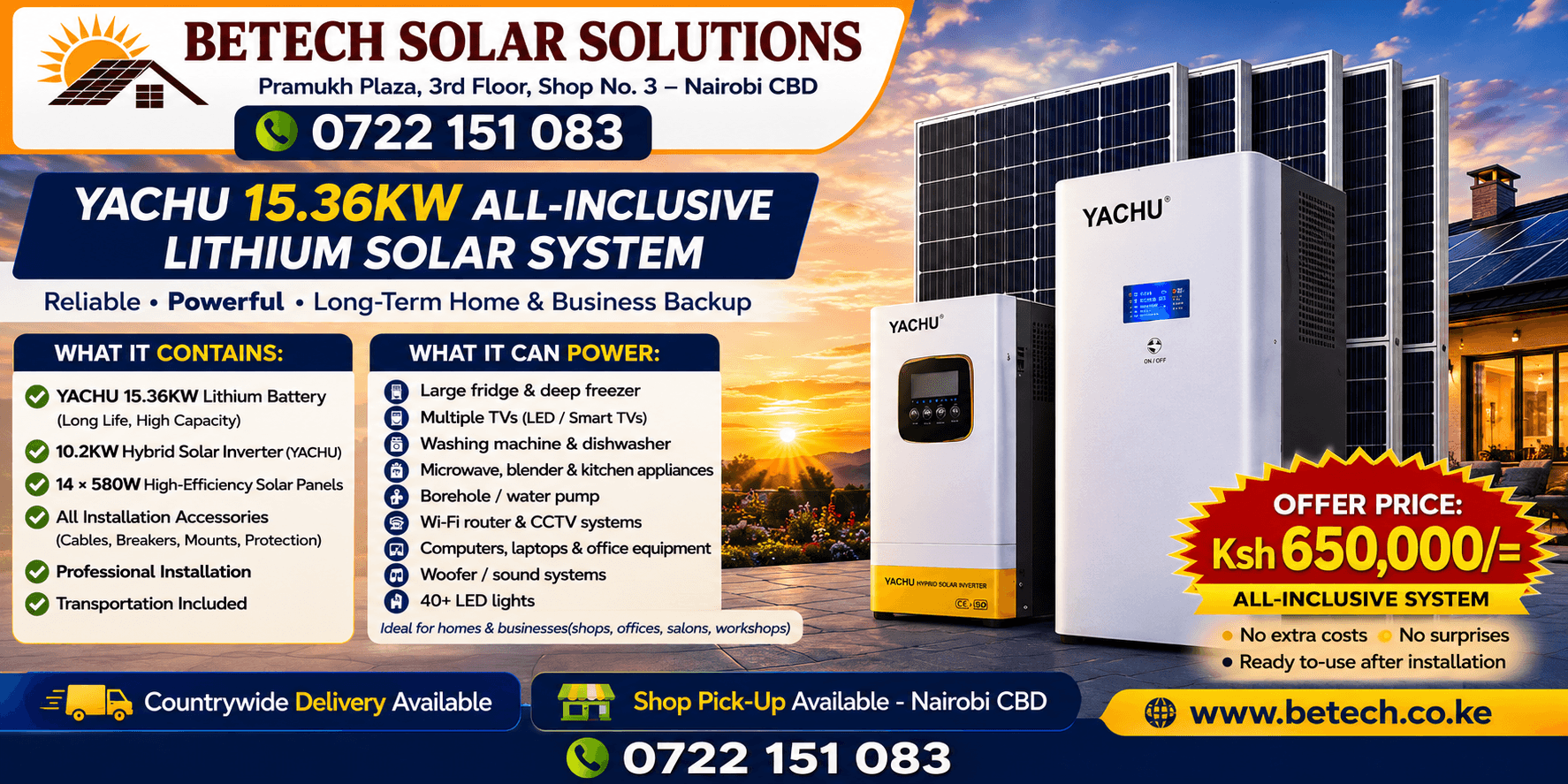 YACHU 15.36KW All-Inclusive Lithium Solar System