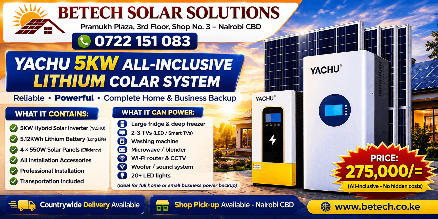 Yachu 5KW All-Inclusive Lithium Solar System