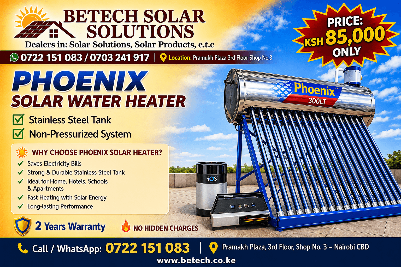 Phoenix Solar Water Heater 300LT