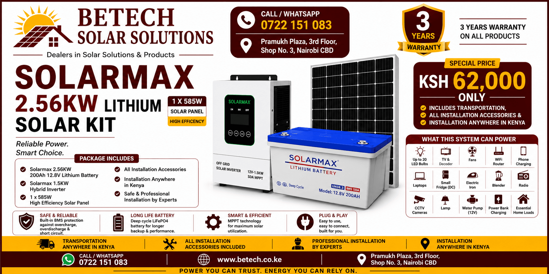 Solarmax 2.56KW Lithium Solar Kit