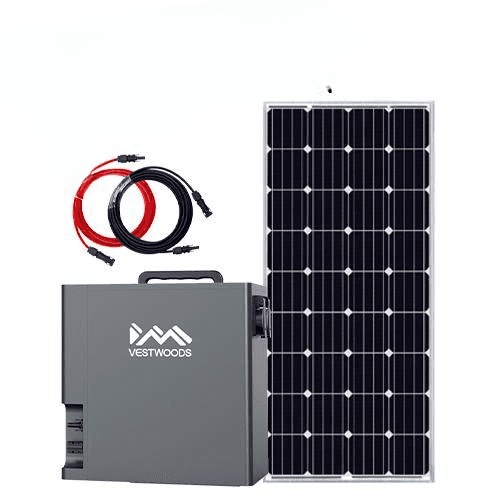 Vestwood 2KW Lithium Powerstation Full kit with 585W Solar Panel 10M 4MM PV Cable with MC4