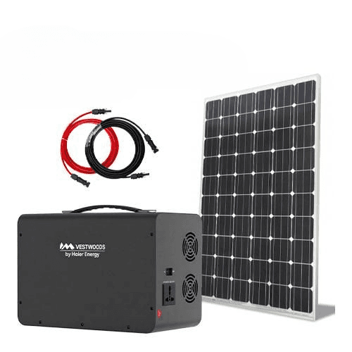 Vestwood 1KW Lithium Powerstation Full kit 300W Solar Panel 10M Cable with MC4