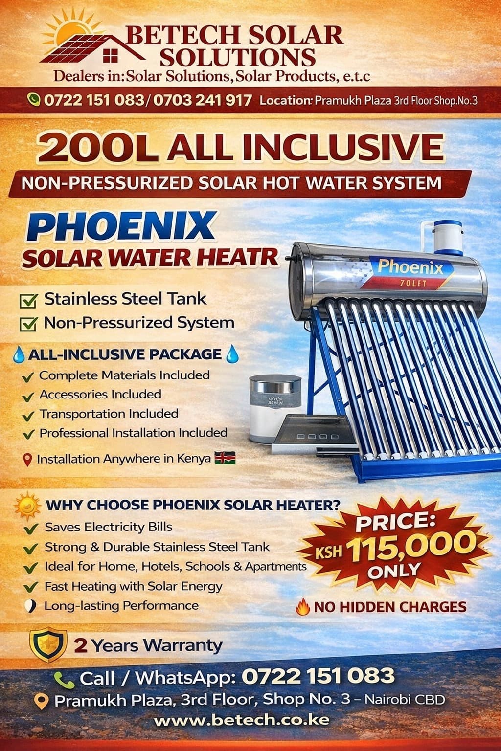 200L Non pressurized Solar Water Heater ,Accessories ,installation