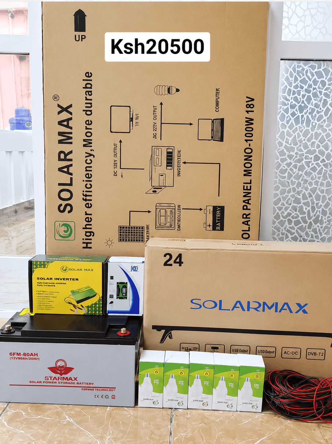 Starmax 100W Solar Full Kit with 24" TV