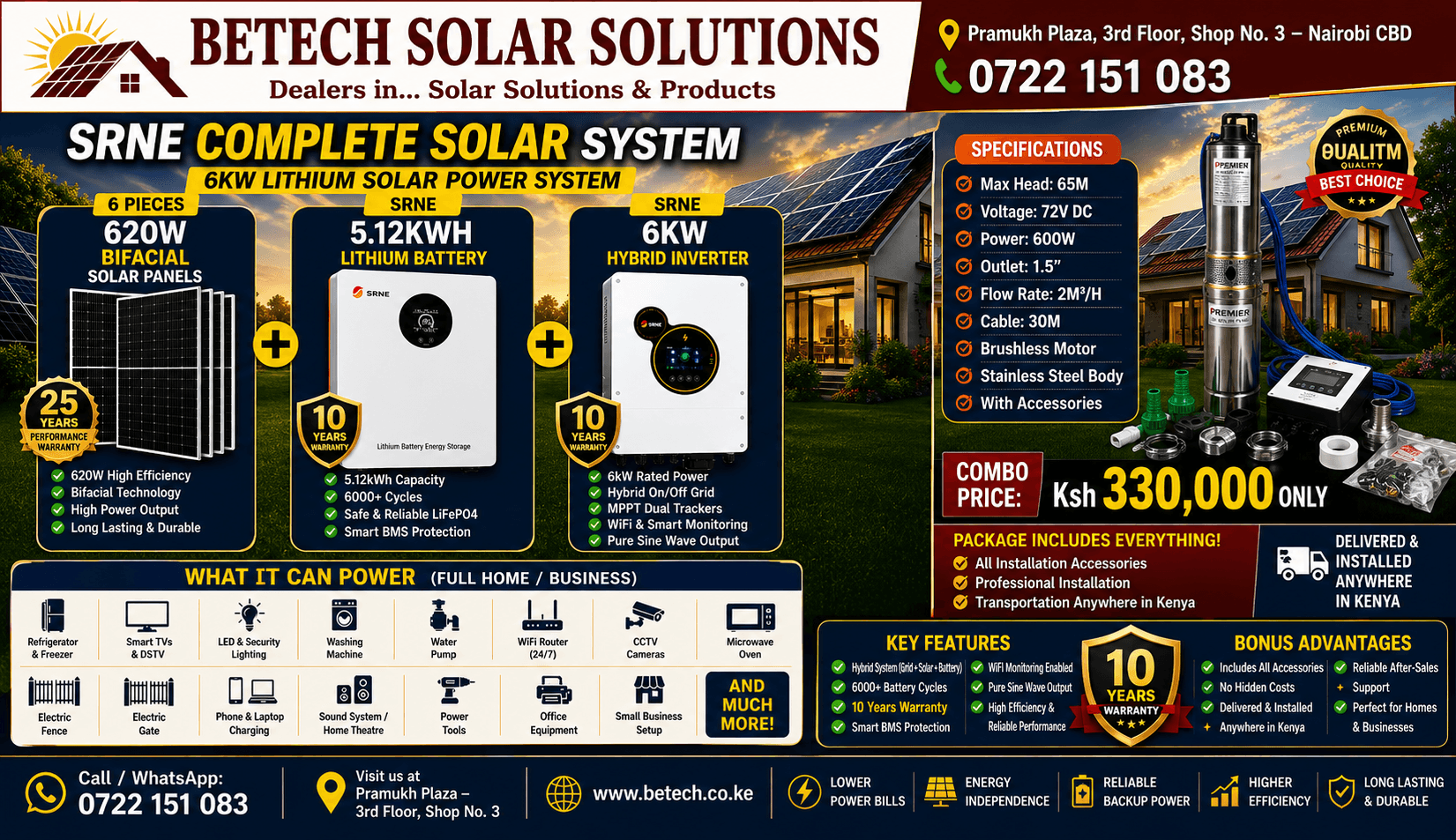 SRNE Complete Solar System 6KW Lithium Solar Power System