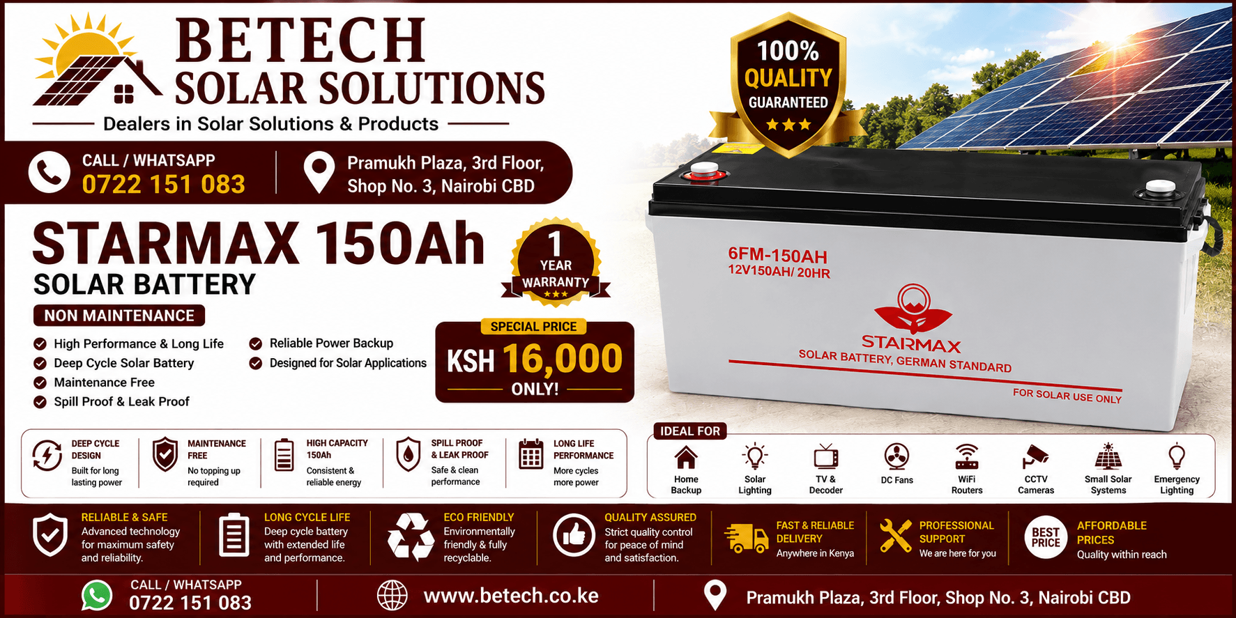 STARMAX 150Ah Solar Battery